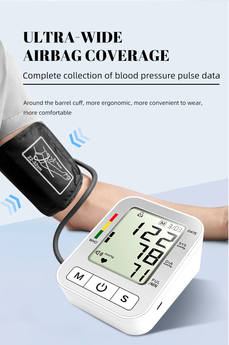 Digital Upper Arm Blood Pressure Monitor Electronic Sphygmomanometer BP Blood Pressure Machine