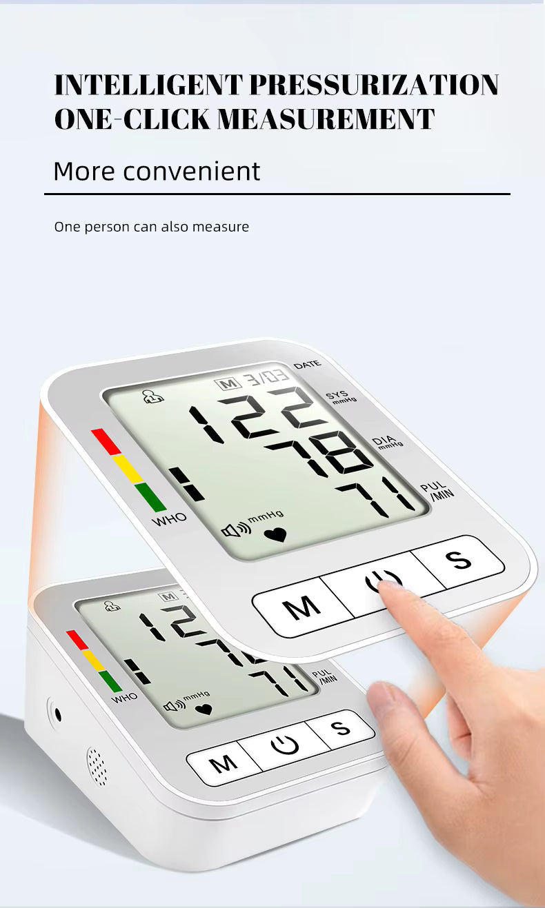 Digital Upper Arm Blood Pressure Monitor Electronic Sphygmomanometer BP Blood Pressure Machine