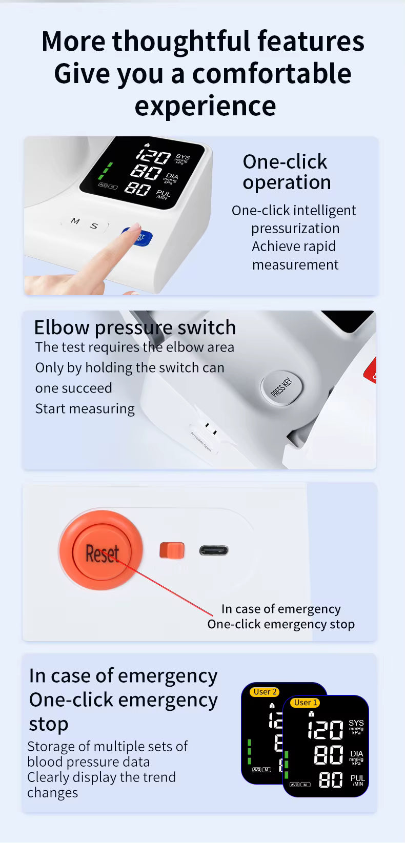 Big Screen Digital Upper Arm Blood Pressure Monitor for Hospital Use Automatic Measurement Electric RoHS Certified