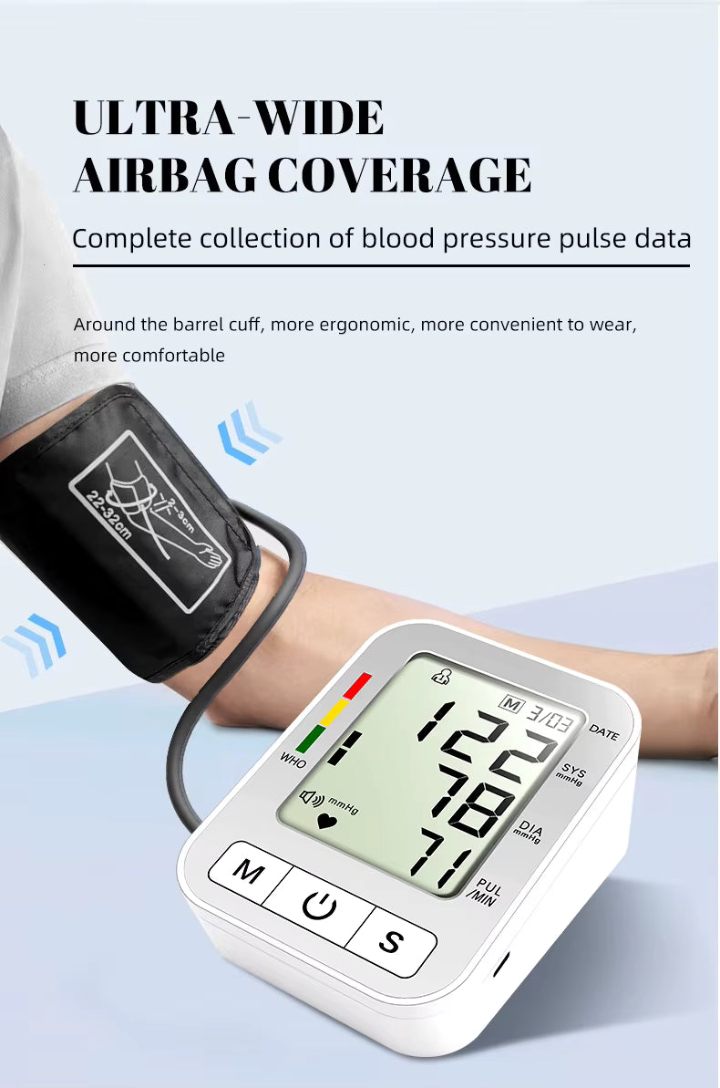 Digital Upper Arm Blood Pressure Monitor Electronic Sphygmomanometer BP Blood Pressure Machine
