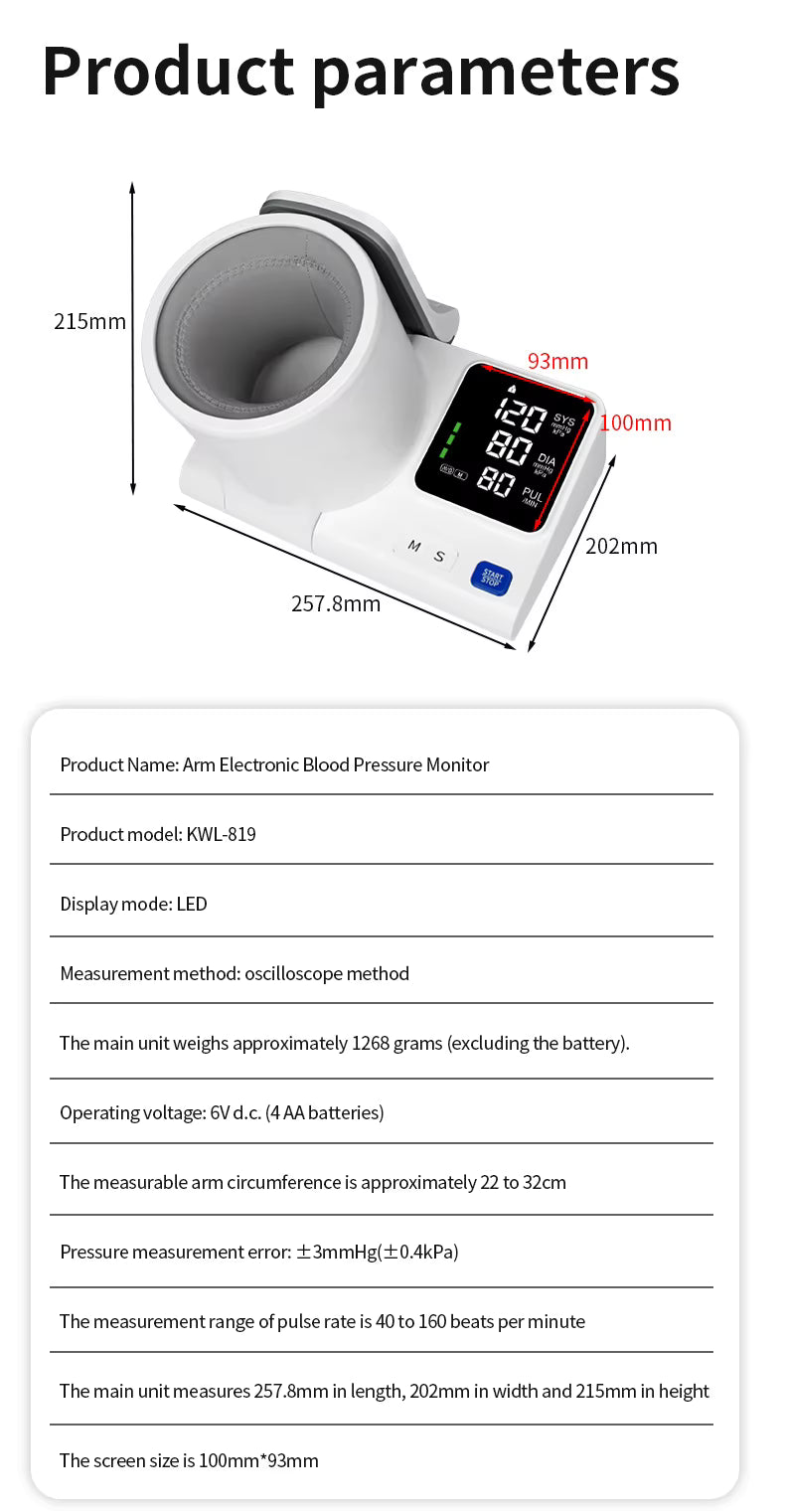 Big Screen Digital Upper Arm Blood Pressure Monitor for Hospital Use Automatic Measurement Electric RoHS Certified