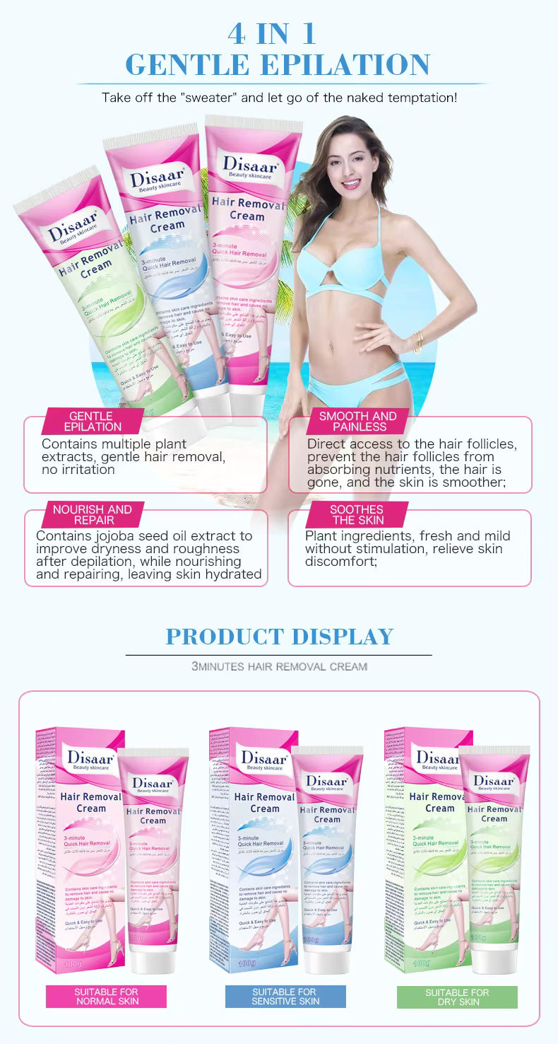 Disaar Natural Quick Legs Permanent Armpit Private Parts Body Best Hair Removal Cream