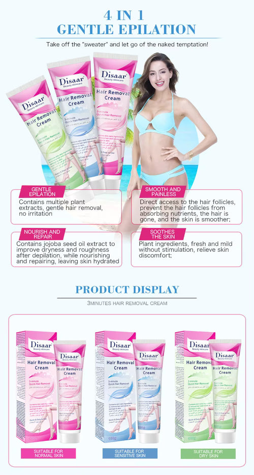 Disaar Natural Quick Legs Permanent Armpit Private Parts Body Best Hair Removal Cream