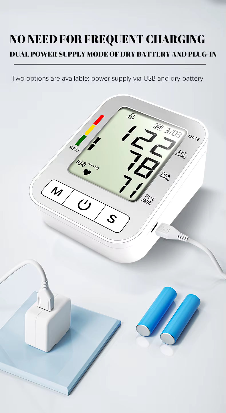 Digital Upper Arm Blood Pressure Monitor Electronic Sphygmomanometer BP Blood Pressure Machine