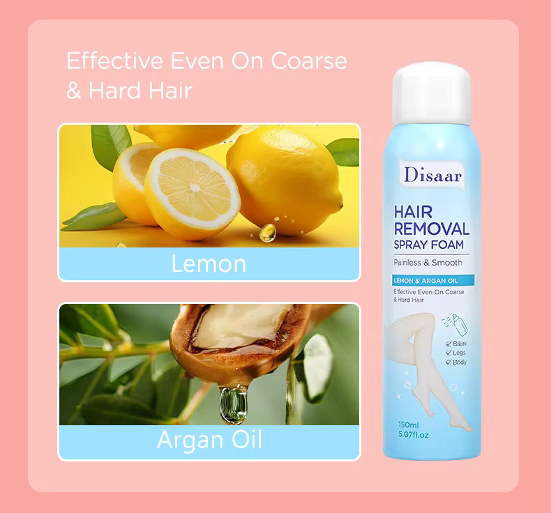Hair Removal Spray Foam Rose & Lemon Smooth Skin Legs Bikini Armpit Gentle Hair Remover Spray for Cleaning Bodyct