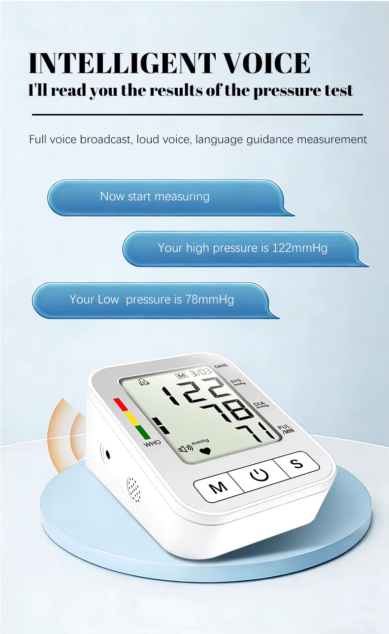 Digital Upper Arm Blood Pressure Monitor Electronic Sphygmomanometer BP Blood Pressure Machine