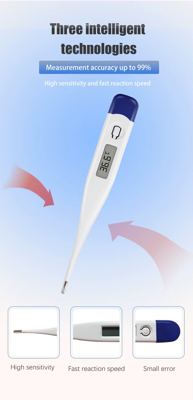 Electric Digital Thermometer Hard Head Armpit Temperature Measuring Device Clinical Fever for Baby ROHS Certified